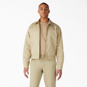 Beige Dickies 1922 Gas Station Twill Men's Jacket | 897-PICXBK