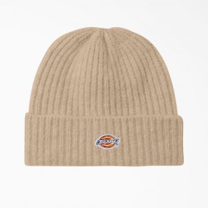 Beige Dickies Brewton Men's Beanie | 467-MIPRVG