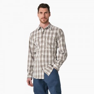 Beige Dickies Cooling Long Sleeve Men's Work Shirts | 958-ECHYQB