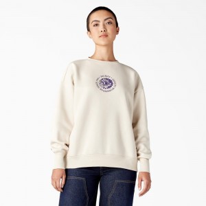 Beige Dickies Garden Plain Women's Sweatshirt | 630-MYLHSJ