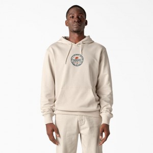 Beige Dickies Greensburg Graphic Men's Hoodie | 201-PMHZAF