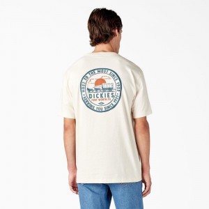 Beige Dickies Greensburg Graphic Men's T-Shirt | 179-MRIQPV