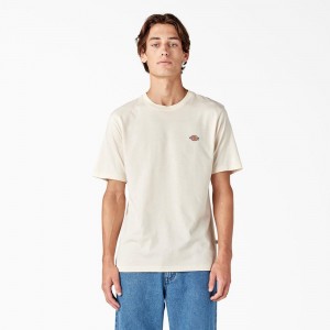 Beige Dickies Mapleton Short Sleeve Men's T-Shirt | 178-NVCJUZ