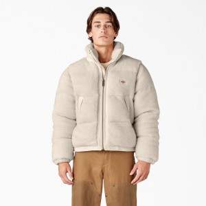 Beige Dickies Mount Hope Puffer Men's Jacket | 197-OSGVWM