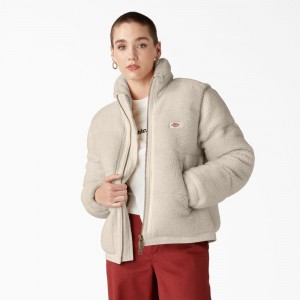 Beige Dickies Mount Hope Puffer Women's Jacket | 320-RNWUOX