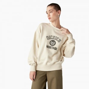 Beige Dickies Oxford Women's Sweatshirt | 182-GWXICM