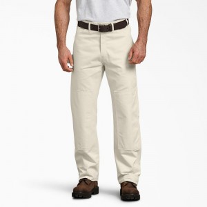 Beige Dickies Relaxed Fit Double Knee Carpenter Painter's Men's Pants | 902-ZJIGVN