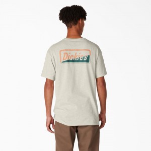 Beige Dickies Skateboarding Split Graphic Men's T-Shirt | 596-AMCOYZ