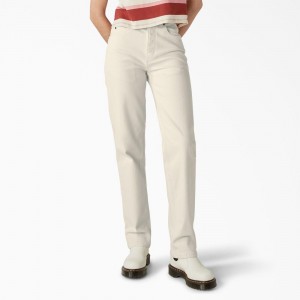 Beige Dickies Thomasville Relaxed Fit Women's Jeans | 938-IDHETX