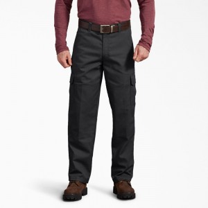 Black Dickies Active Waist Regular Fit Men's Cargo Pants | 890-QODICP