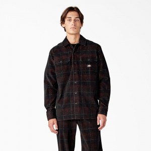 Black Dickies Alma Corduroy Men's Shirt | 540-UGLZON