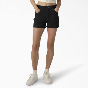 Black Dickies Carpenter Women's Shorts | 301-PMLINO