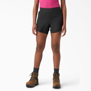 Black Dickies Cooling Relaxed Fit Pull-On Women's Shorts | 172-XFAWSY