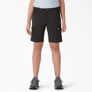 Black Dickies Cooling Slim Fit Cargo Women's Shorts | 348-ZQRPAK