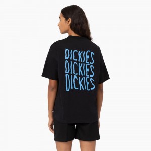 Black Dickies Creswell Graphic Women's T-Shirt | 486-YXWADG