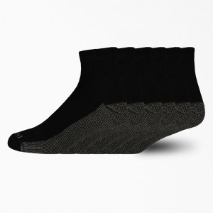 Black Dickies Dri-Tech Quarter 6-Pack Men's Socks | 741-NFLUJD