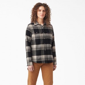 Black Dickies DuraTech Renegade Flannel Women's Shirt | 540-LPTXHA