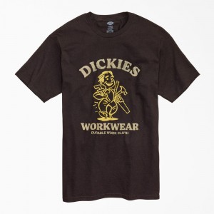 Black Dickies Durable Work Cloth Graphic Men's T-Shirt | 937-YAKQIZ