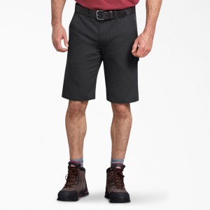 Black Dickies FLEX Regular Fit Duck Carpenter Men's Shorts | 930-TUEIZN