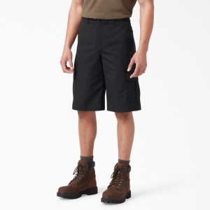 Black Dickies FLEX Relaxed Fit Cargo Men's Shorts | 458-RFUQEP