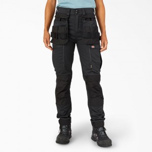 Black Dickies FLEX Relaxed Fit Women's Work Pants | 784-SYALID