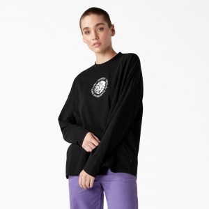 Black Dickies Garden Plain Long Sleeve Women's T-Shirt | 024-NELROI