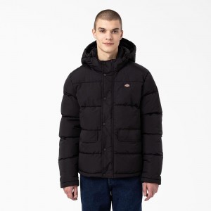 Black Dickies Glacier View Anorak Puffer Men's Jacket | 521-TYERIH