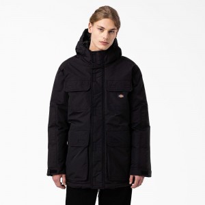 Black Dickies Glacier View Expedition Parka Men's Jacket | 106-OVEPSA