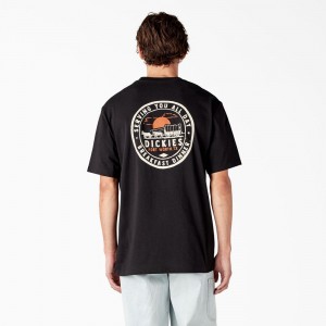 Black Dickies Greensburg Graphic Men's T-Shirt | 865-HOVRAQ