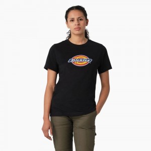 Black Dickies Heavyweight Logo Women's T-Shirt | 658-PCGIYS