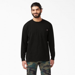 Black Dickies Heavyweight Long Sleeve Pocket Men's T-Shirt | 801-MPSOVH