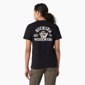 Black Dickies Heavyweight Workwear Graphic Women's T-Shirt | 048-YAHNPD