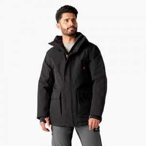 Black Dickies Insulated Parka Men's Jacket | 417-NZJEBL