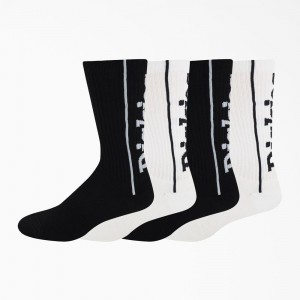 Black Dickies Logo Print 4-Pack Men's Socks | 516-ZKOMXL