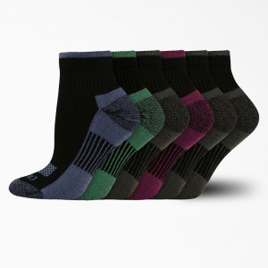 Black Dickies Moisture Control Quarter 6-Pack Women's Socks | 164-NIDSRP