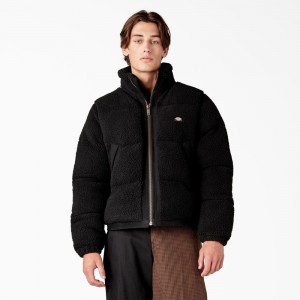 Black Dickies Mount Hope Puffer Men's Jacket | 682-YSENFZ