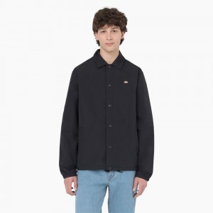 Black Dickies Oakport Coaches Men's Jacket | 721-HJSPAW