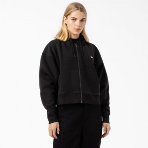 Black Dickies Oakport Zip Women's Hoodie | 357-ZKFOUB