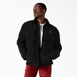 Black Dickies Overbrook Puffer Men's Jacket | 756-YXWPOU