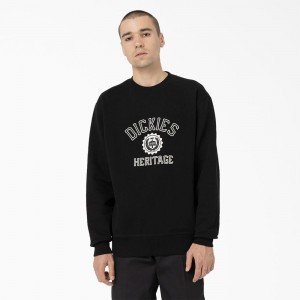 Black Dickies Oxford Graphic Men's Sweatshirt | 240-UKXEYD