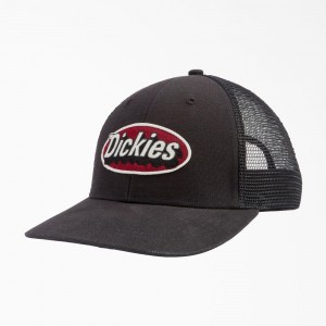 Black Dickies Patch Logo Trucker Men's Cap | 304-QADYUF