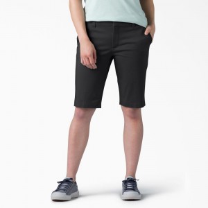 Black Dickies Perfect Shape Straight Fit Bermuda Women's Shorts | 218-JKGYLH