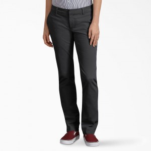 Black Dickies Perfect Shape Straight Fit Women's Pants | 108-GBUCVQ