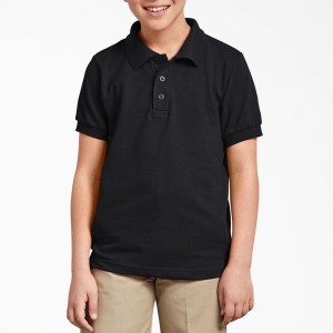 Black Dickies Piqué Short Sleeve Kids' Polo Shirt | 584-TBQEWD