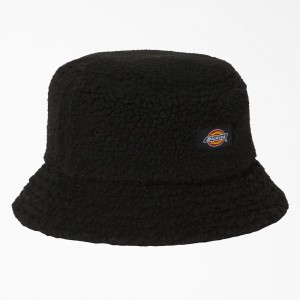 Black Dickies Red Chute Fleece Bucket Women's Hat | 102-UPQMJY