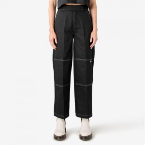 Black Dickies Relaxed Fit Double Knee Women's Pants | 897-WBGZPU