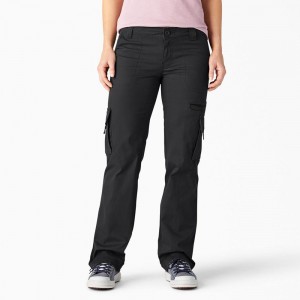 Black Dickies Relaxed Fit Straight Leg Women's Cargo Pants | 812-ZQYWVK