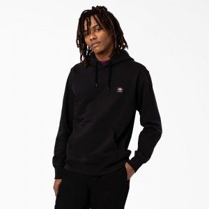 Black Dickies Skateboarding Chest Logo Men's Hoodie | 709-ITKNOE