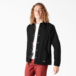 Black Dickies Skateboarding Coaches Men's Jacket | 149-FPXVRI