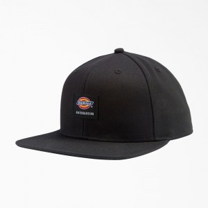 Black Dickies Skateboarding Flat Bill Men's Cap | 910-AKUCQD